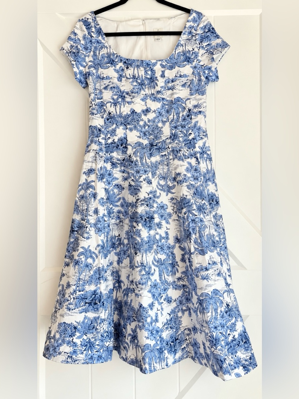 Joie Blue Tropical Toile Midi Dress 10 STAUD Wells Style